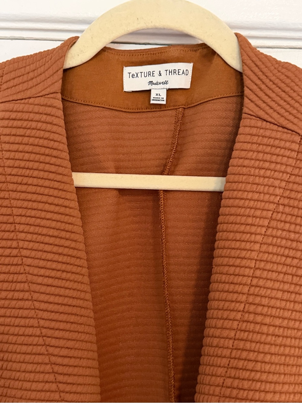 Madewell/Texture & Thread Ribbed Open-Front Wrap Sweater Jacket - Rust Brown - Picture 2 of 2